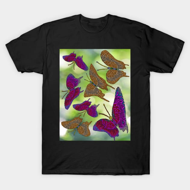 Kaleidoscope of Butterflies T-Shirt by NightserFineArts